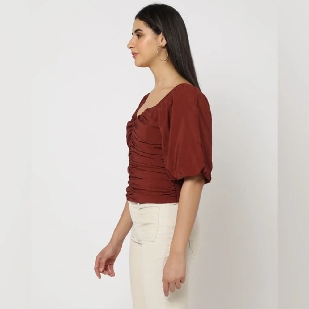Gap Puff Sleeve Ruched Top NWT size Small - Picture 4 of 11